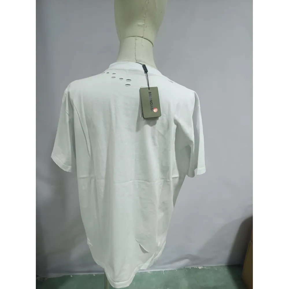 Balenciaga Distressed Damaged T-Shirts White