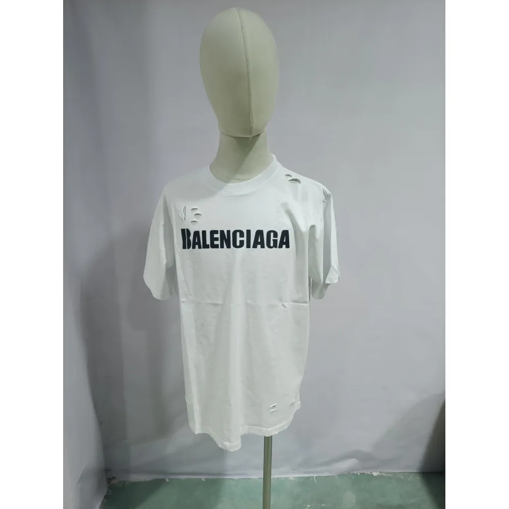 Balenciaga Distressed Damaged T-Shirts White
