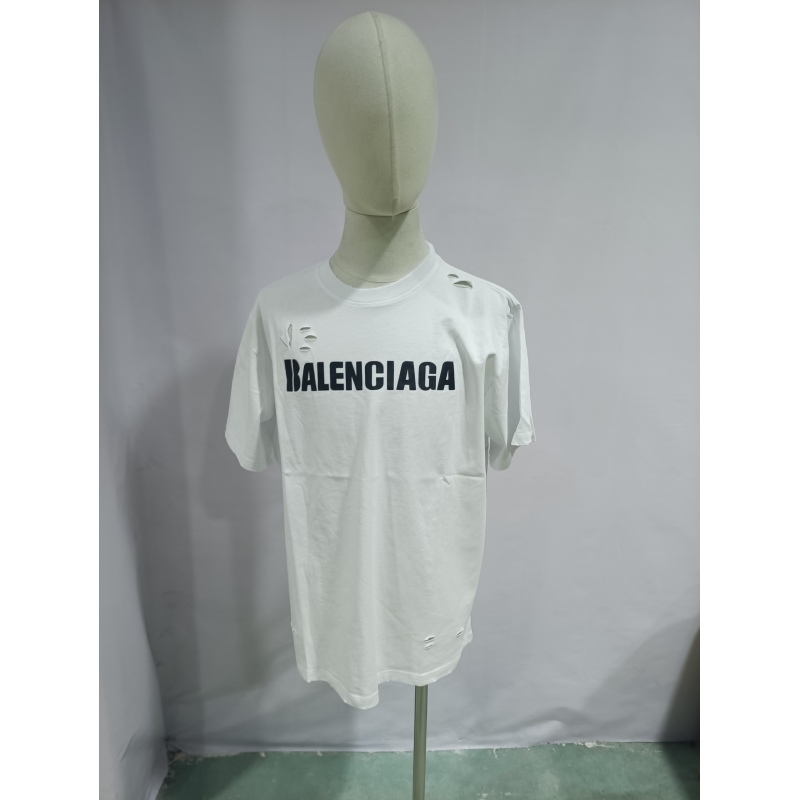 Balenciaga Distressed Damaged T-Shirts White