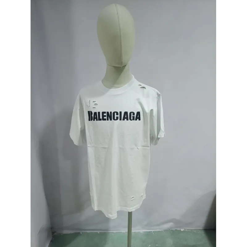 Balenciaga Distressed Damaged T-Shirts White