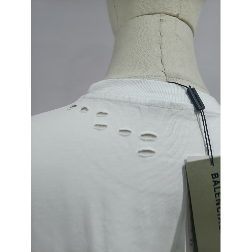 Balenciaga Distressed Damaged T-Shirts White
