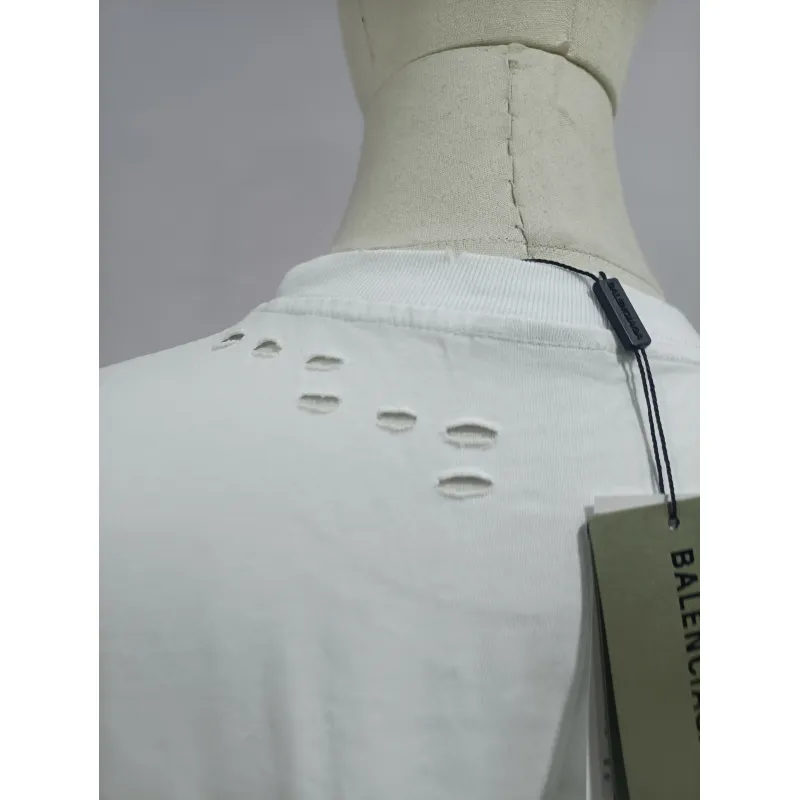 Balenciaga Distressed Damaged T-Shirts White