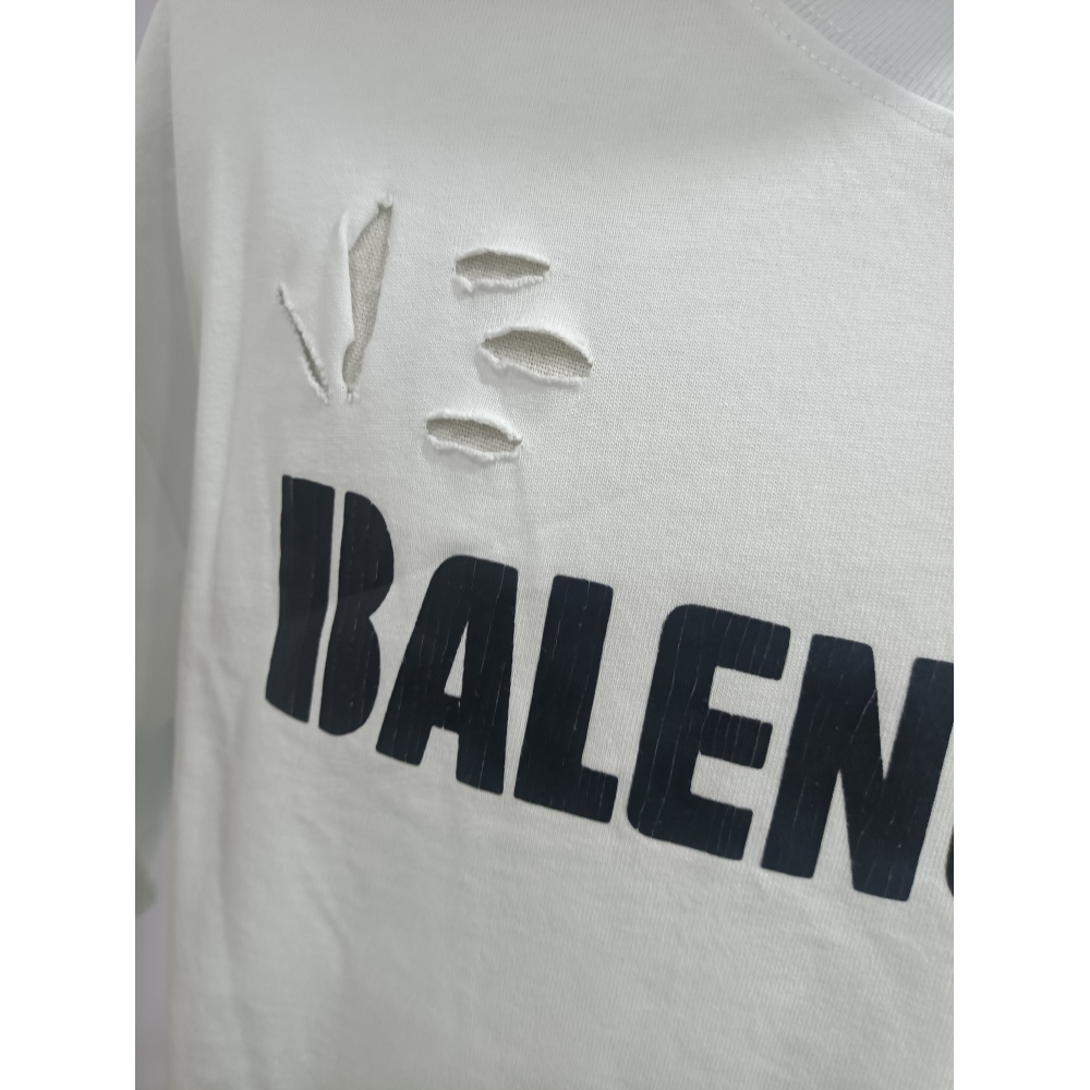 Balenciaga Distressed Damaged T-Shirts White