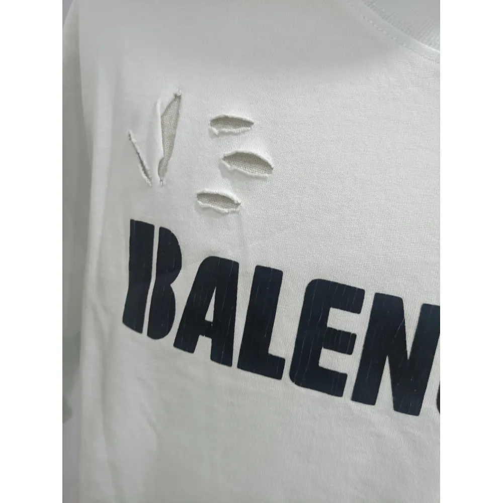 Balenciaga Distressed Damaged T-Shirts White