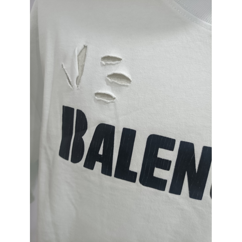 Balenciaga Distressed Damaged T-Shirts White