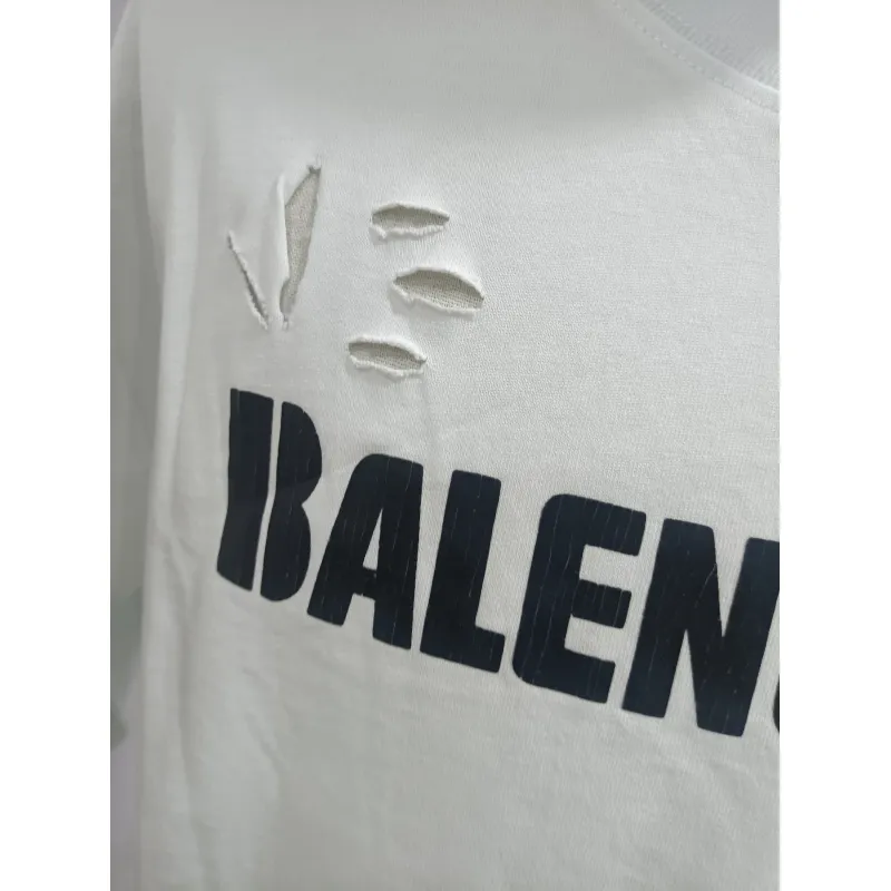Balenciaga Distressed Damaged T-Shirts White
