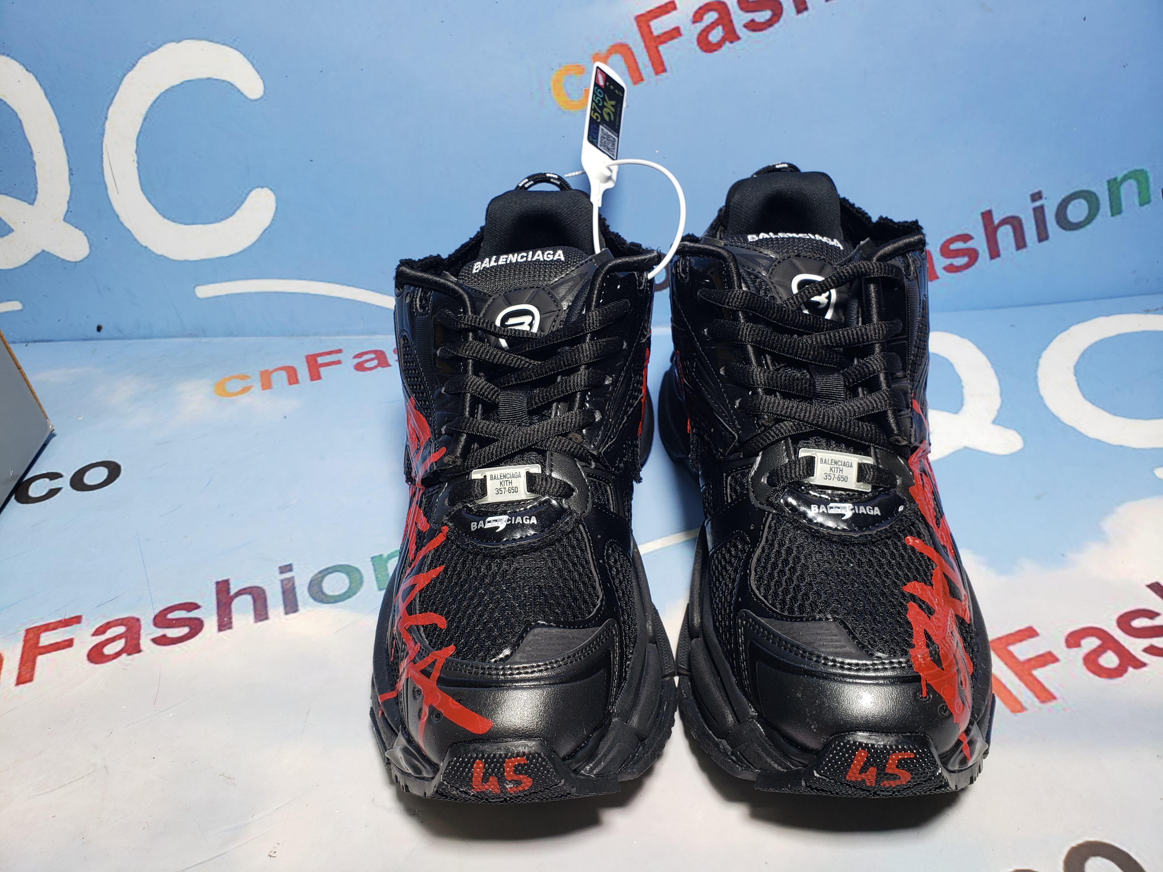 PKGoden Balenciaga 7th Runner Black And Red Characters 677402 W3RB1 0102