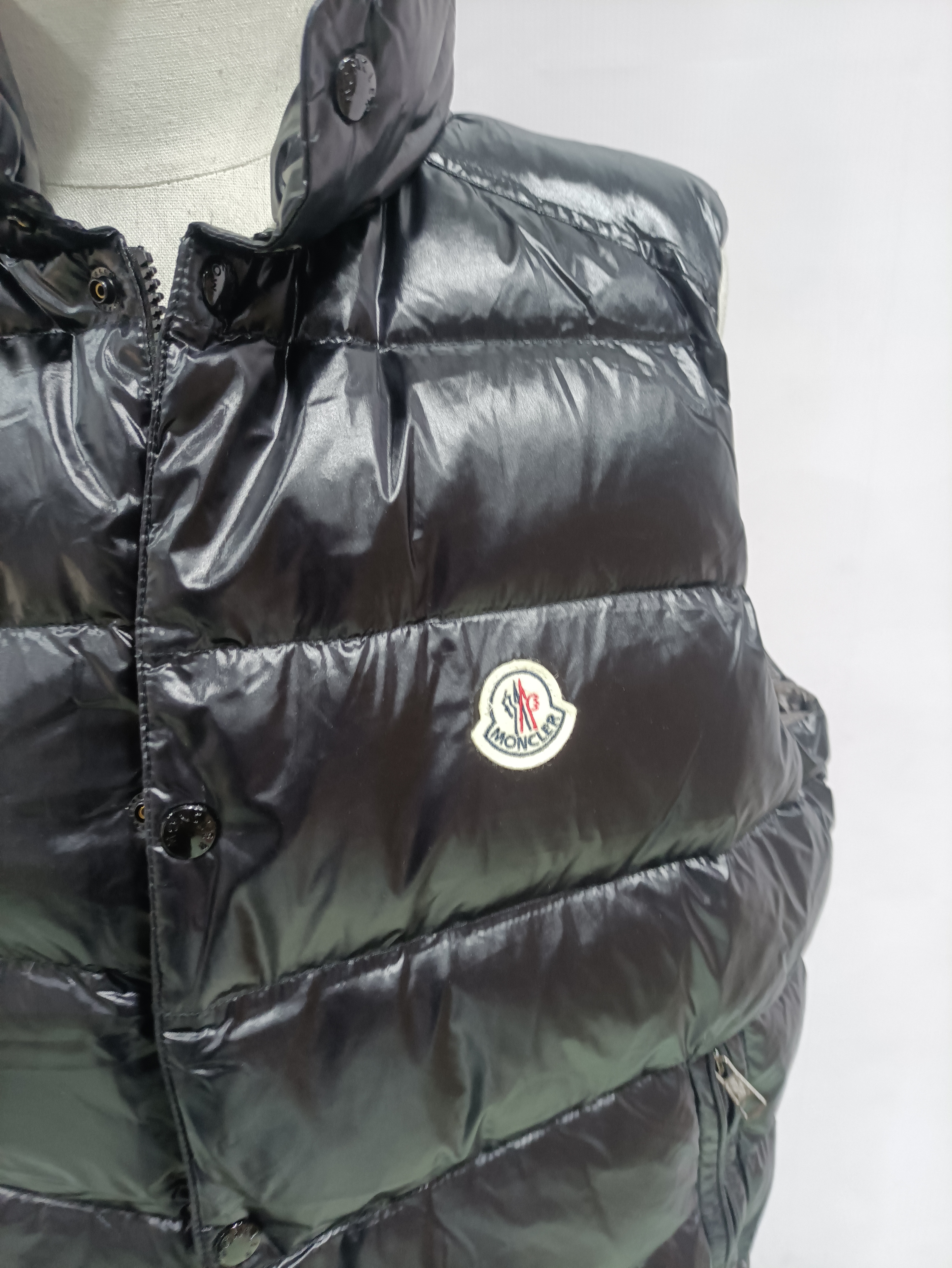 Moncler black flocking label top stand collar Vest Down Jacket