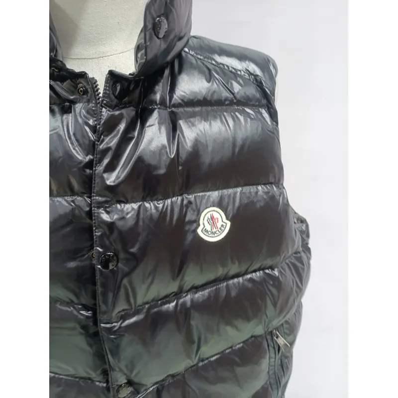 Moncler black flocking label top stand collar Vest Down Jacket