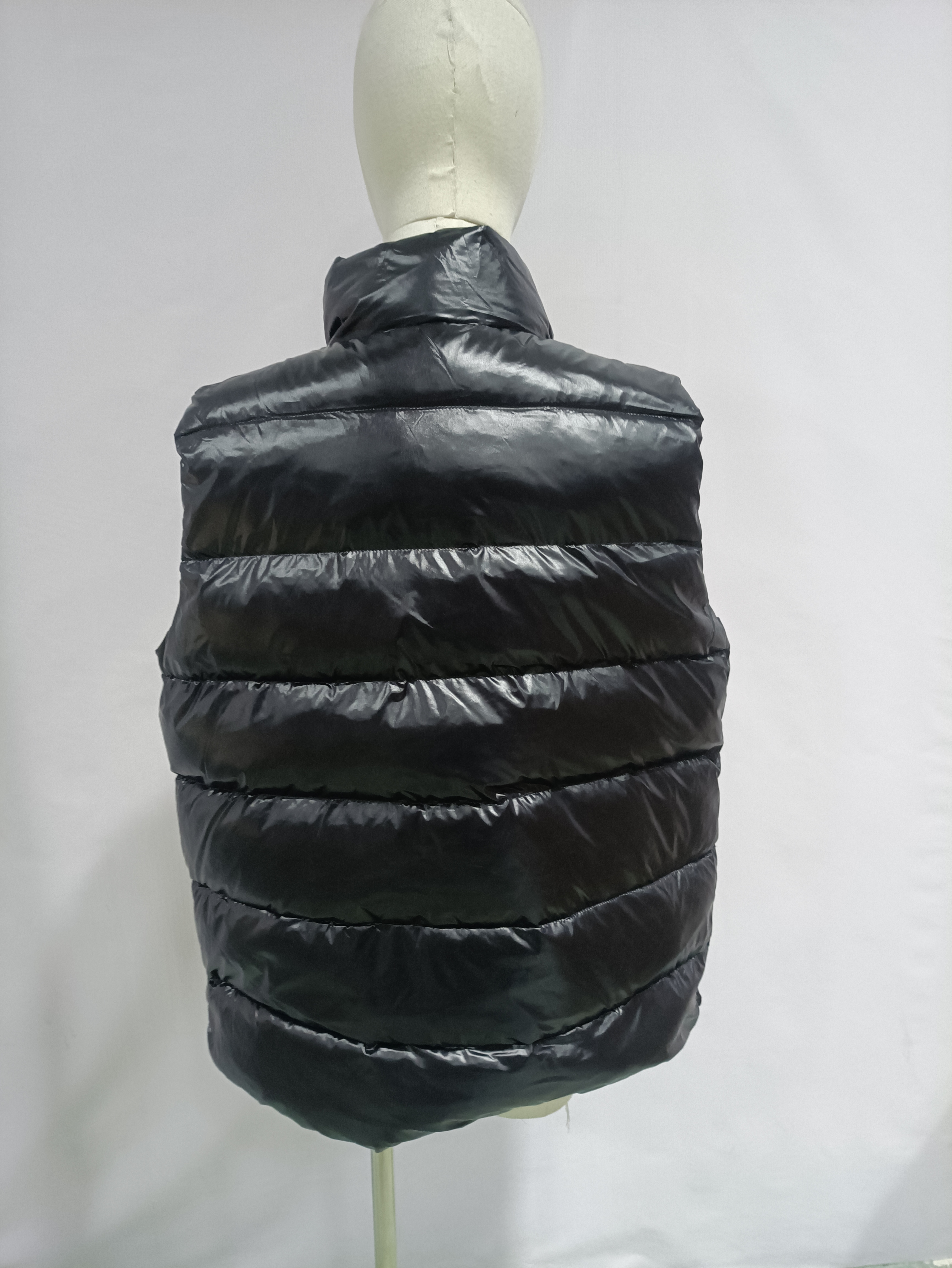 Moncler black flocking label top stand collar Vest Down Jacket