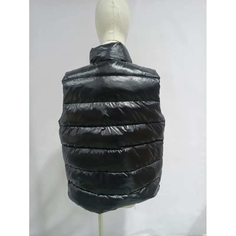 Moncler black flocking label top stand collar Vest Down Jacket