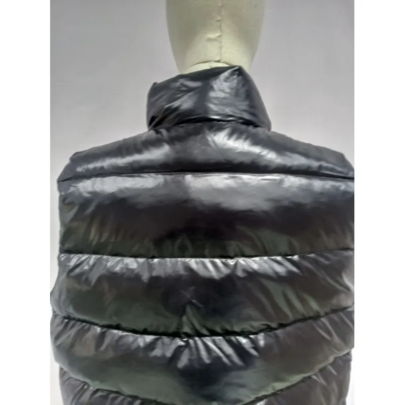 Moncler black flocking label top stand collar Vest Down Jacket