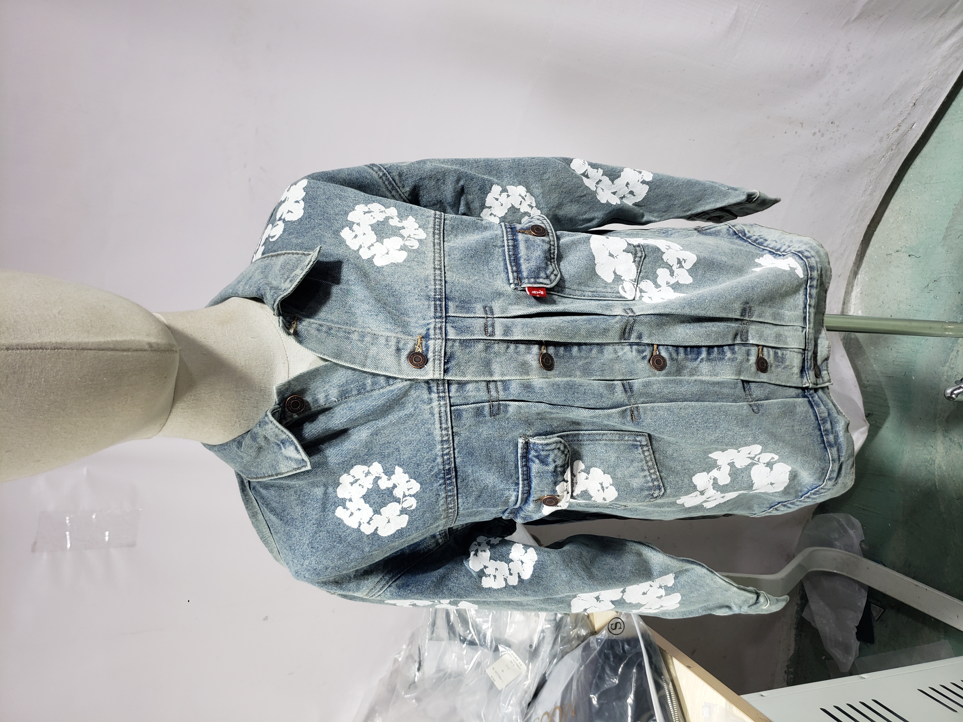 Denim Tears Type - 2 All Over Wreath Light Wash Jacket