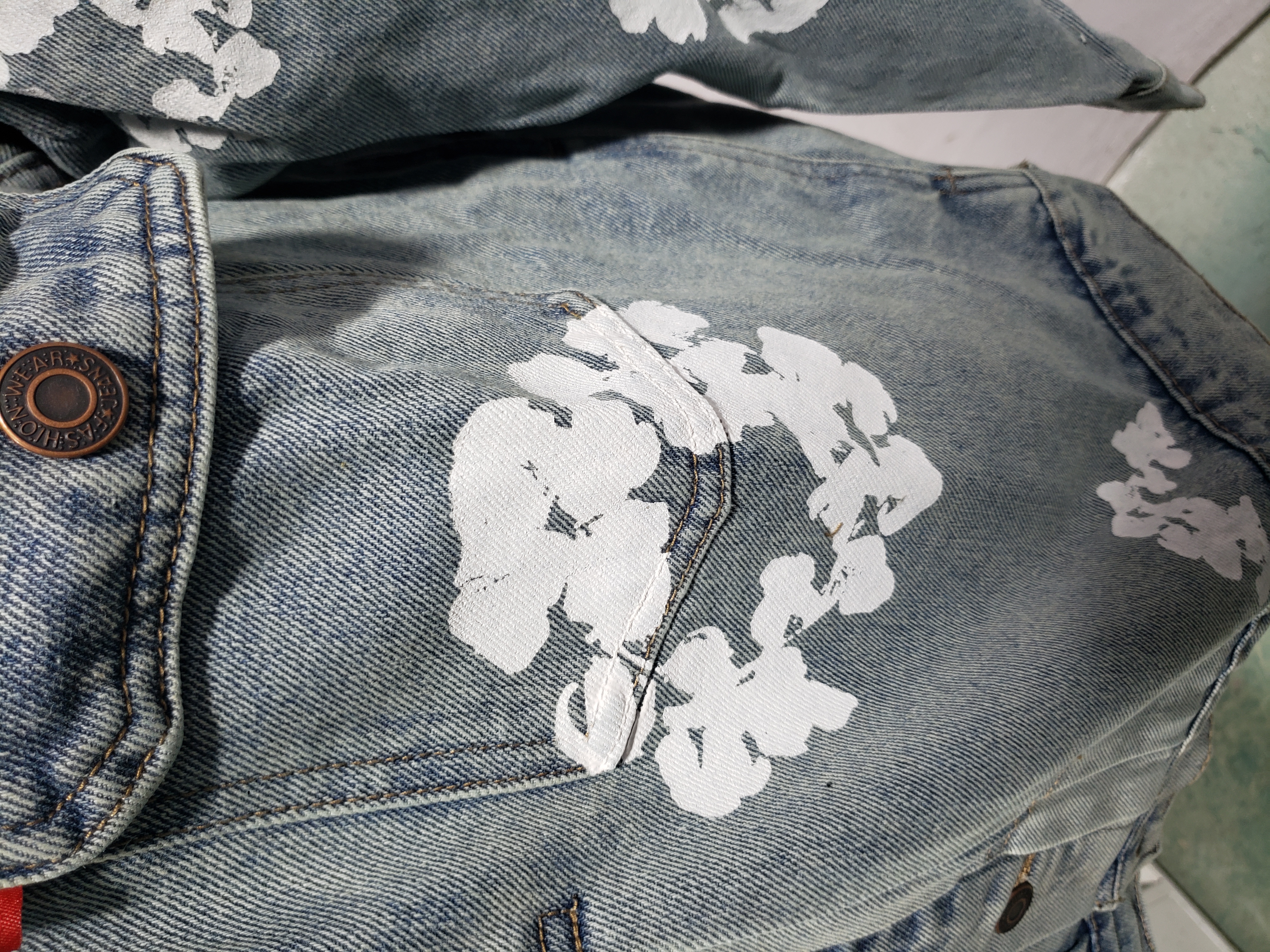 Denim Tears Type - 2 All Over Wreath Light Wash Jacket