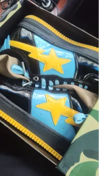 Special Sale A Bathing Ape Bape Sta Low Black, Blue, And Yellow 1H20 191 046 review 0