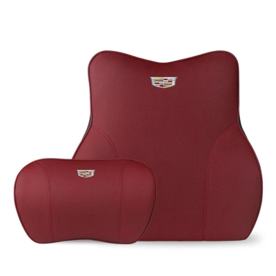 Applicable To Cadillac Car Neck Pillow Waist Cushion Red 01