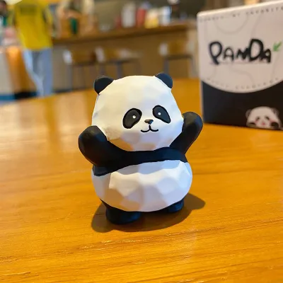 Carved Wooden Panda Decoration - Raise Hand 01