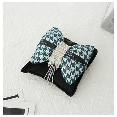 Double Bow Pearl Charcoal Bag - Green 01