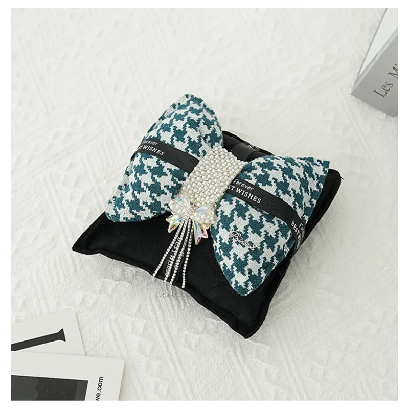 Double Bow Pearl Charcoal Bag - Green