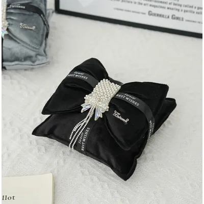 Double Bow Pearl Charcoal Bag - Black 01