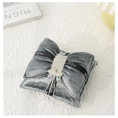 Double Bow Pearl Charcoal Bag - Gray 01