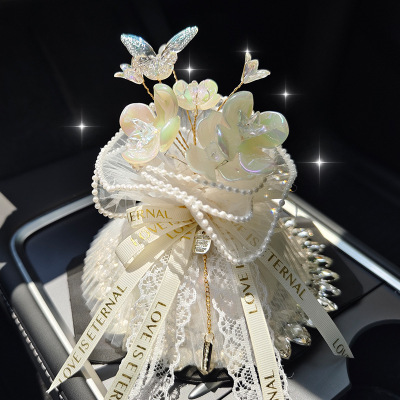 Exquisite Bamboo Charcoal Sachet Decoration Beige Ribbon with Lights 01