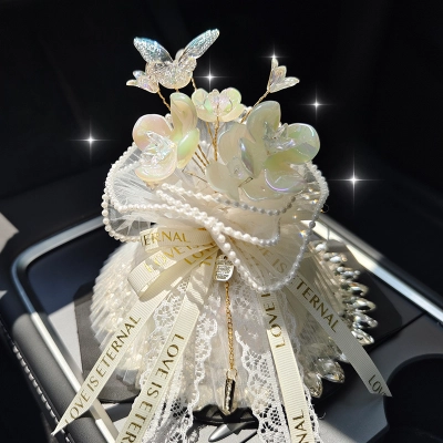 Exquisite Bamboo Charcoal Sachet Decoration Beige Ribbon with Lights 01