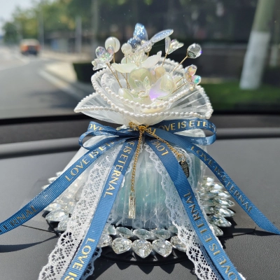 Exquisite Bamboo Charcoal Sachet Decoration Blue Ribbon with Lights 01