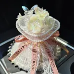 Exquisite Bamboo Charcoal Sachet Decoration Pink Ribbon with Lights