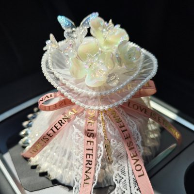 Exquisite Bamboo Charcoal Sachet Decoration Pink Ribbon with Lights 02