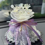 Exquisite Bamboo Charcoal Sachet Decoration Purple Ribbon with Lights