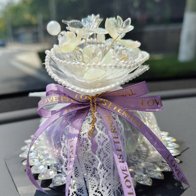 Exquisite Bamboo Charcoal Sachet Decoration Purple Ribbon with Lights 01