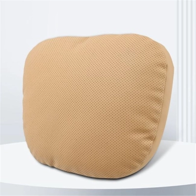 Nappa Leather Car Seat Pillow Lumbar Pillow Amber Brown 01