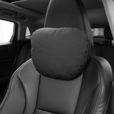 Nappa Leather Car Seat Pillow Lumbar Pillow Black 01