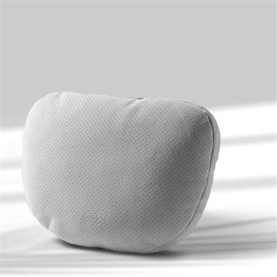 Nappa Leather Car Seat Pillow Lumbar Pillow Light Gray 01