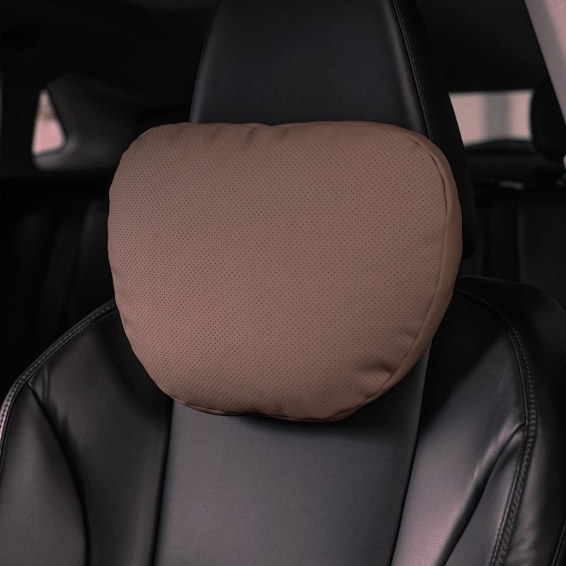 Nappa Leather Car Seat Pillow Lumbar Pillow Mocha Brown