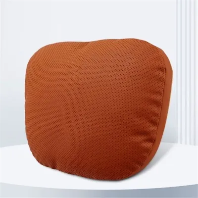 Nappa Leather Car Seat Pillow Lumbar Pillow Red Tea Orange 01