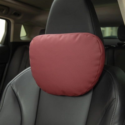 Nappa Leather Car Seat Pillow Lumbar Pillow Volcano Red 01