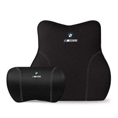Suitable For Bmw Car Neck Pillow Waist Cushion Black 01
