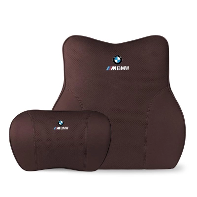Suitable For Bmw Car Neck Pillow Waist Cushion Brown 01
