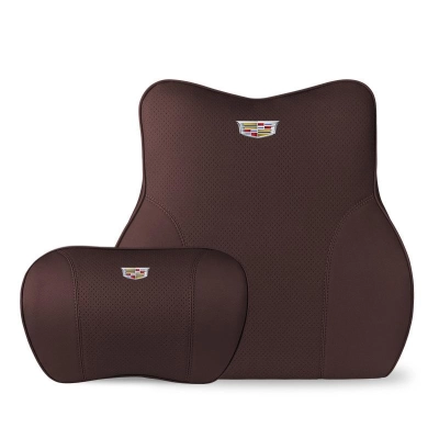 Suitable For Cadillac Car Neck Pillow Waist Cushion Brown 01