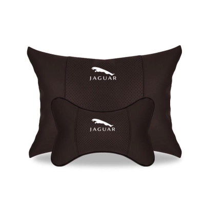 Suitable For Jaguar Car Neck Pillow Waist Cushion Mocha Brown 01