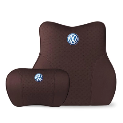 Suitable For Volkswagen Lavida Car Neck Pillow Waist Cushion Brown 01