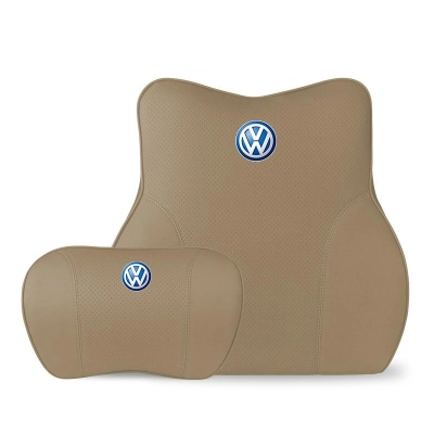 Suitable For Volkswagen Lavida Car Neck Pillow Waist Cushion Off-White 01