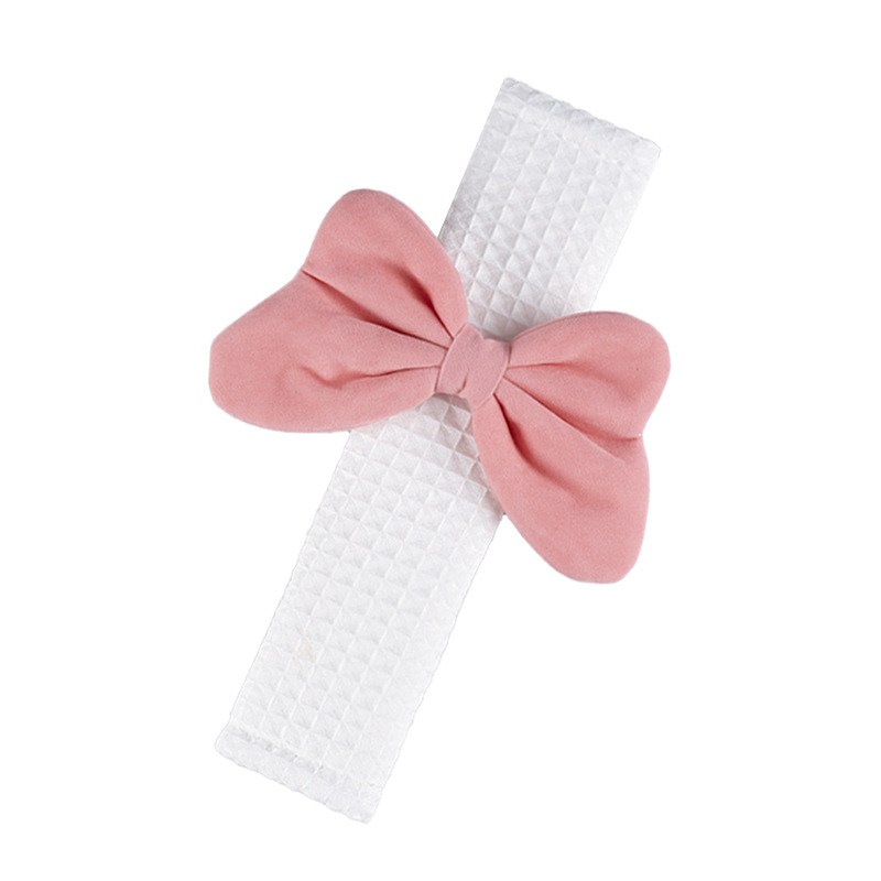 Great Waffle Car Seat Belt Shoulder Pads-Attach Pink Velvet Bow