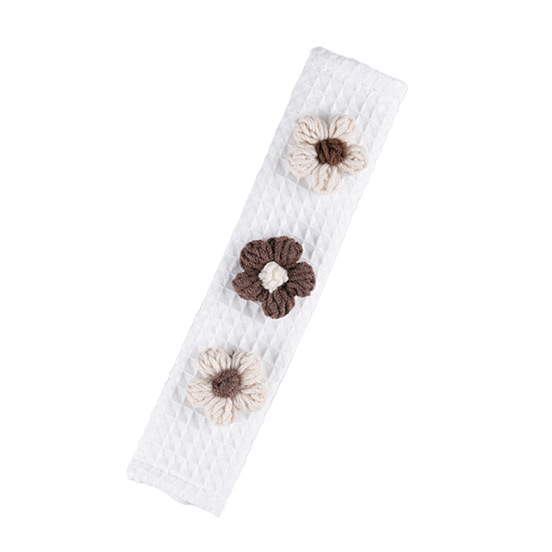 Great Waffle Car Seat Belt Shoulder Pads-Attach Puff Flowers Beige Coffee