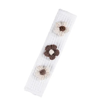 Great Waffle Car Seat Belt Shoulder Pads-Attach Puff Flowers Beige Coffee 01