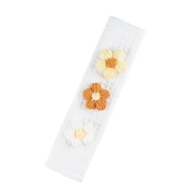 Great Waffle Car Seat Belt Shoulder Pads-Attach Puff Flowers Yellow Orange White 01