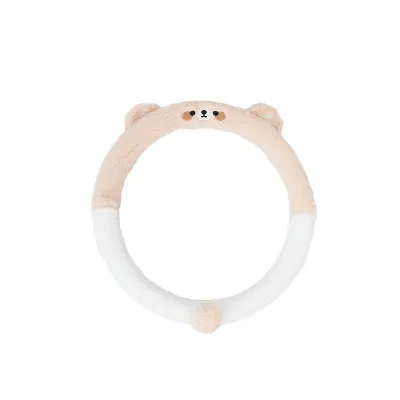 Steering Wheel Cover-Rabbit Fur Embroidered Bear 01