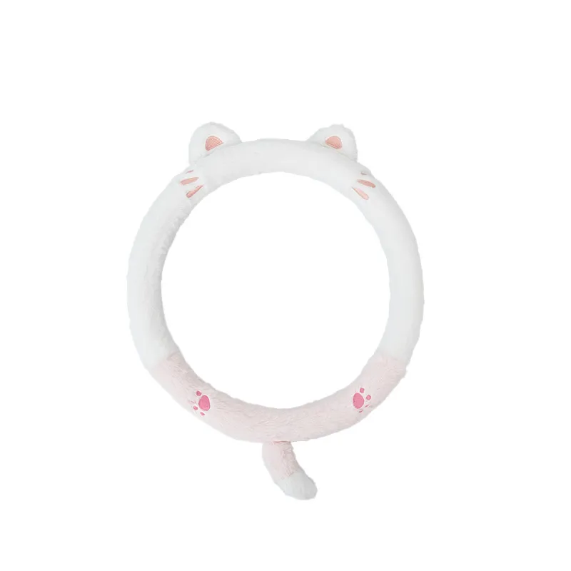 Steering Wheel Cover-Rabbit Fur Embroidered Cat